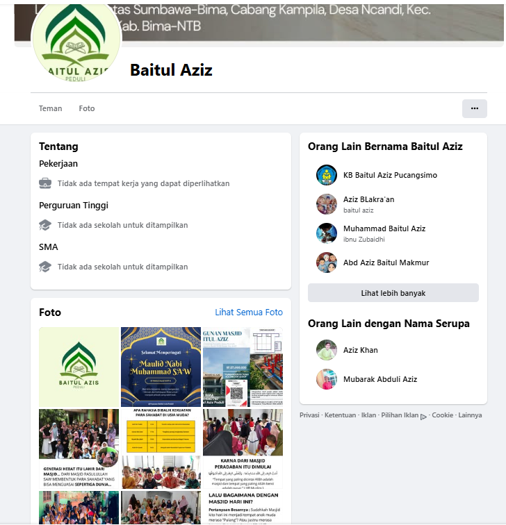 Preview Facebook Masjid Baitul Aziz